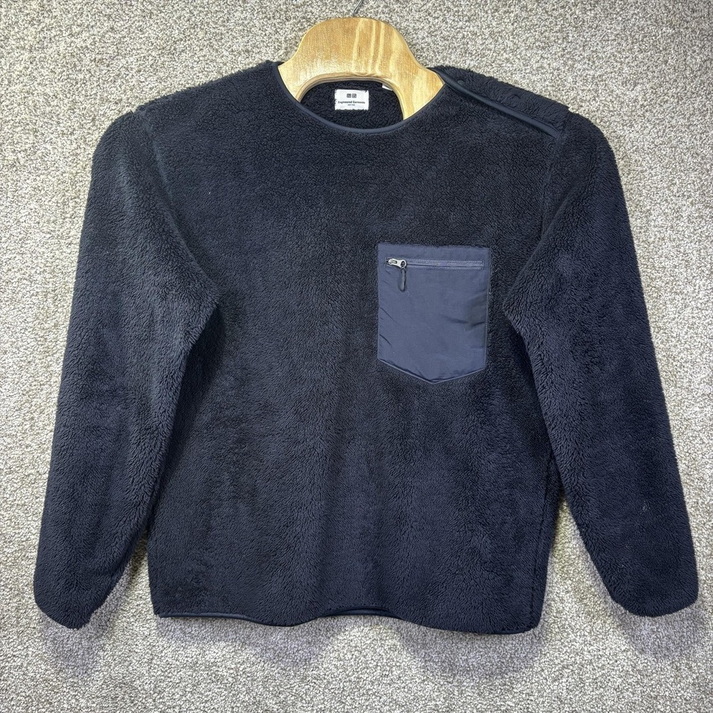 Uniqlo Engineered Garments Sweater Mens Medium Blue Fleece Crewneck Zip Pocket